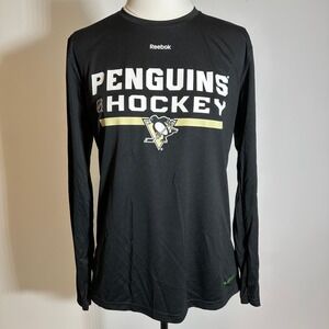 NWT Pittsburgh Penguins Reebok Play Dry Long Sleeve Shirt Youth Size Large 14-16